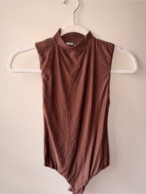 aerie Brown Sleeveless Mock Neck Bodysuit